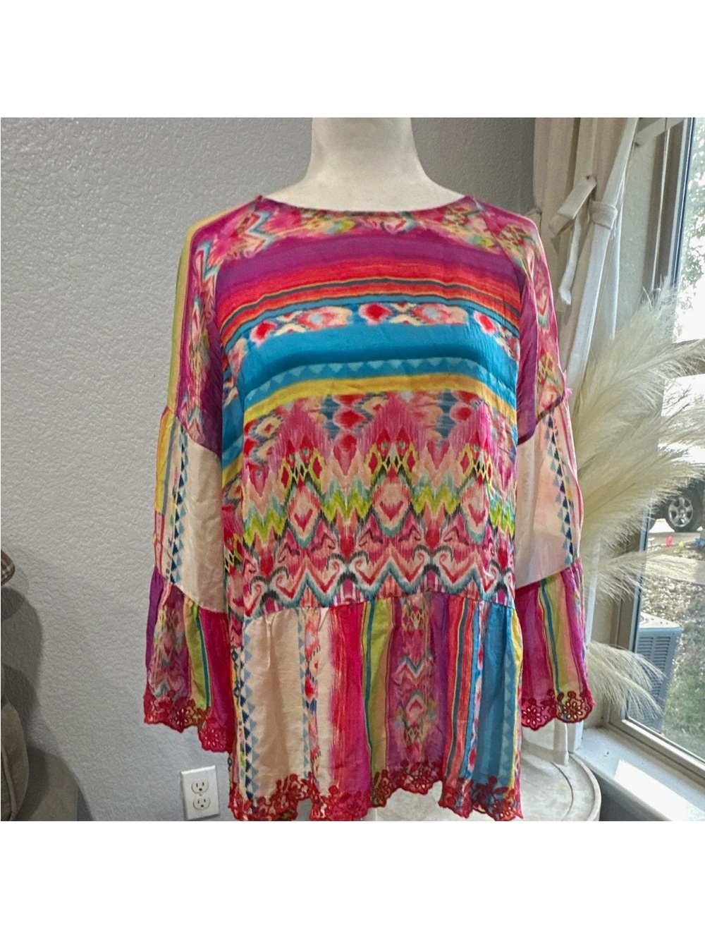 Johnny Was Pink Multi-Color Printed Tunic